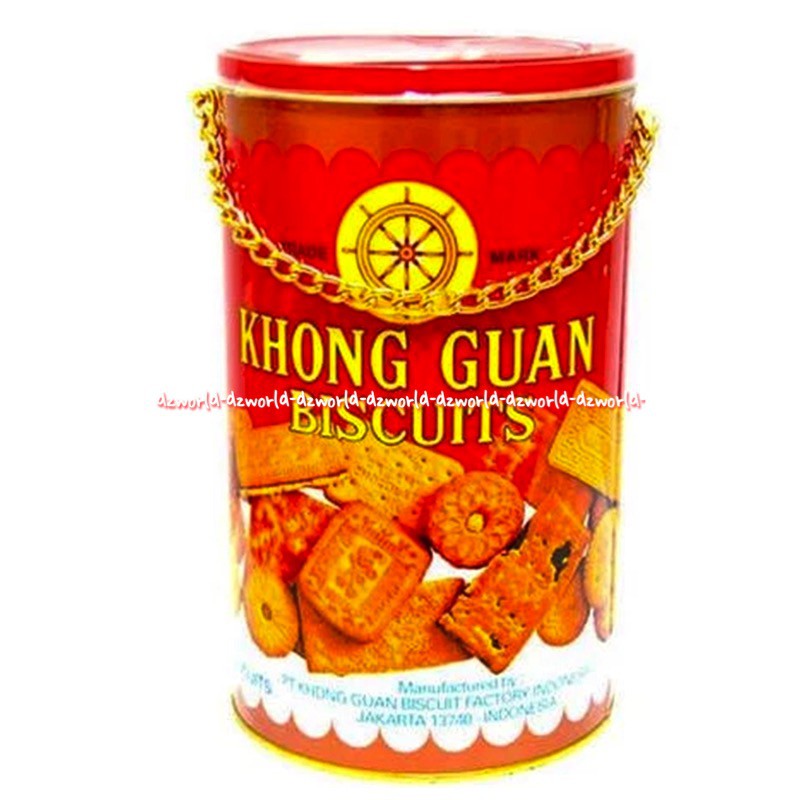 Khong Guan 1kg Biscuits Tin Kaleng Rantai Emas Biskuit Konguan Kaleng Besar Khongguan