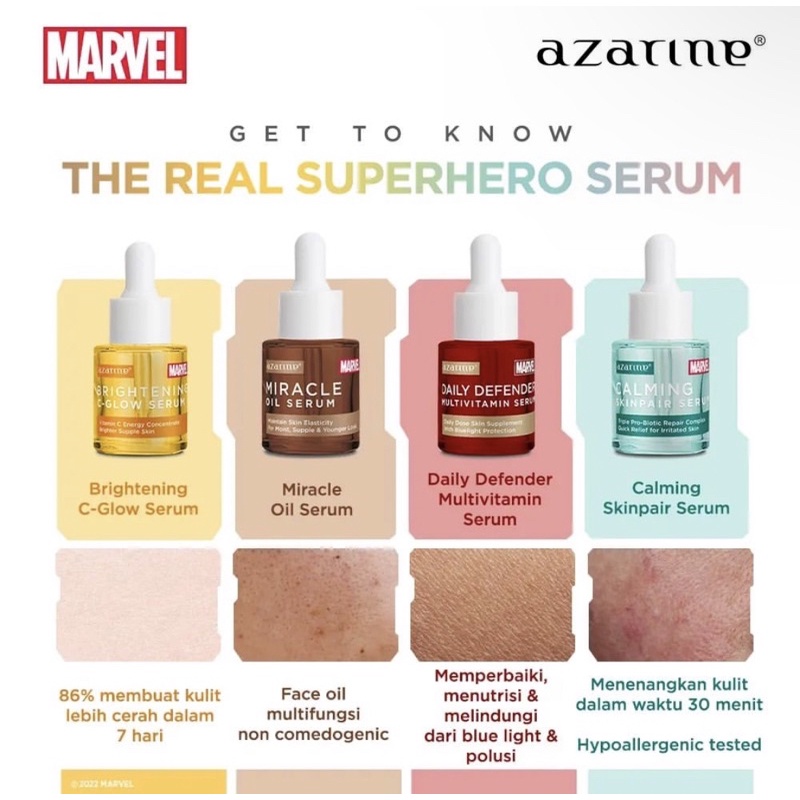 AZARINE Serum Marvel Anti Acne Spot | Niacinamide 5% Serum | AHA BHA PHA Peeling Brightening | Retinol Serum | Anti Aging Serum - 20ml Azarine X Marvel - AZARINE SUPERHERO SERUM