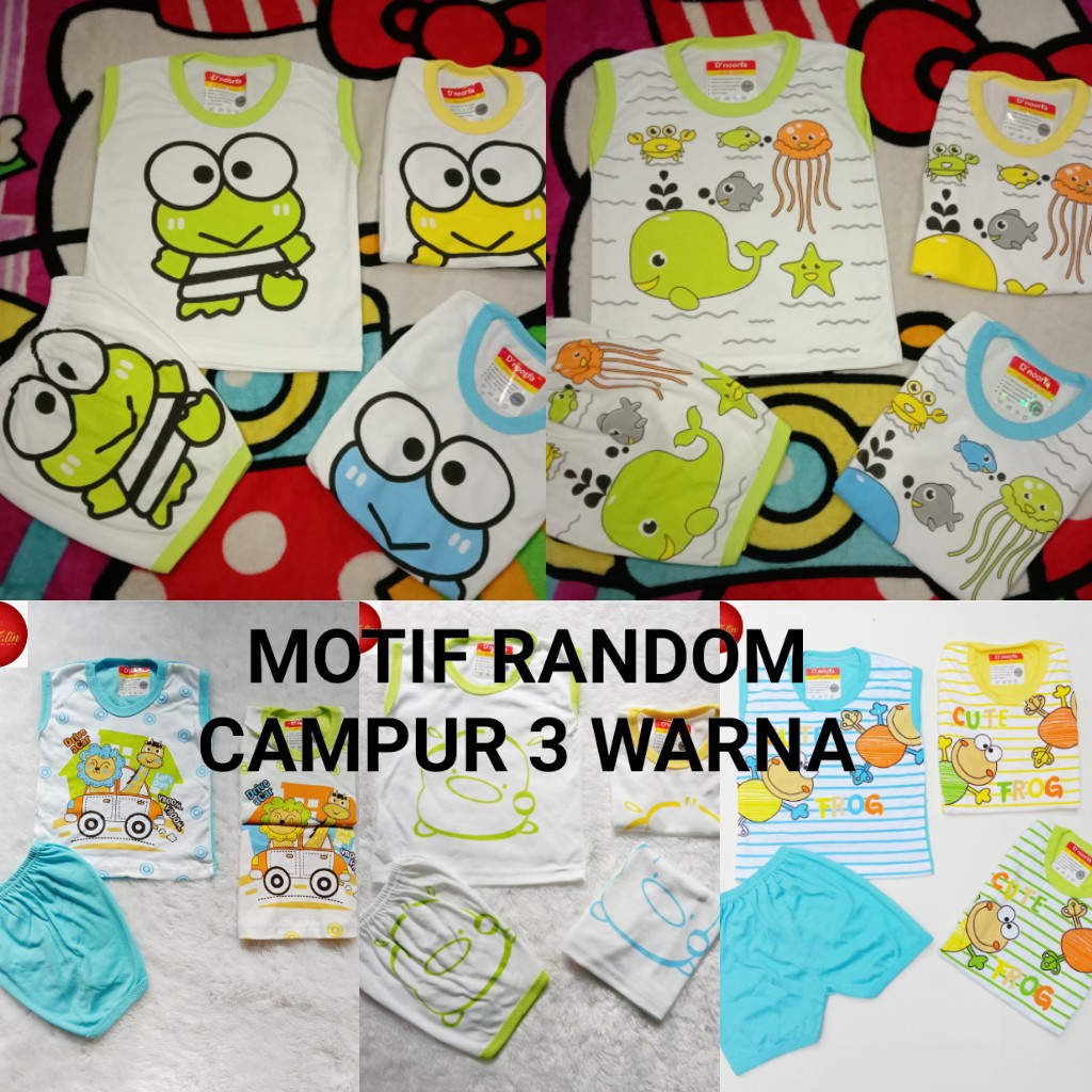 Baju Bayi 3 Stel Oblong Kutung (MOTIF RANDOM) / Dapat 3 Stel Baju Bayi Kutung