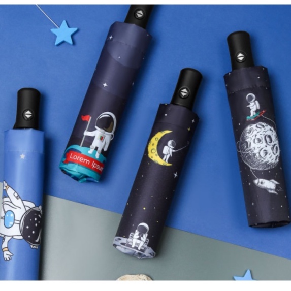 Payung Lipat Premium ASTRONAUT Edition / Payung Karakter Kartun Astronot Lucu Imut / Astronauts Umbrella / Payung Astronot / Payung Luar Angkasa / Payung Space Umbrella