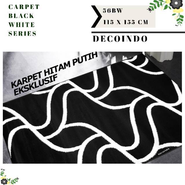 Karpet Lantai Bulu Permadani Hitam Putih - Monochrome