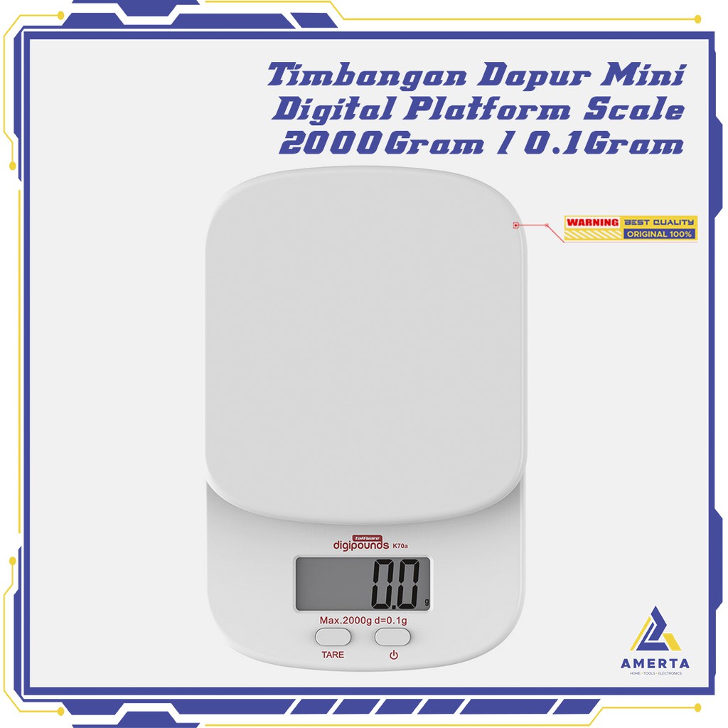 Timbangan Dapur Mini Digital Scale 2000g 0.1g Taffware Digipounds  - K70a - White