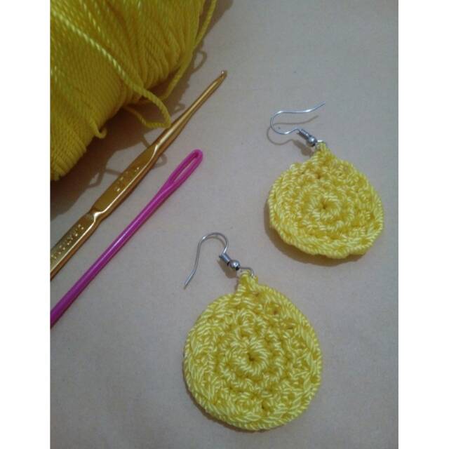 Yellow Devil Fruit Crochet Earrings