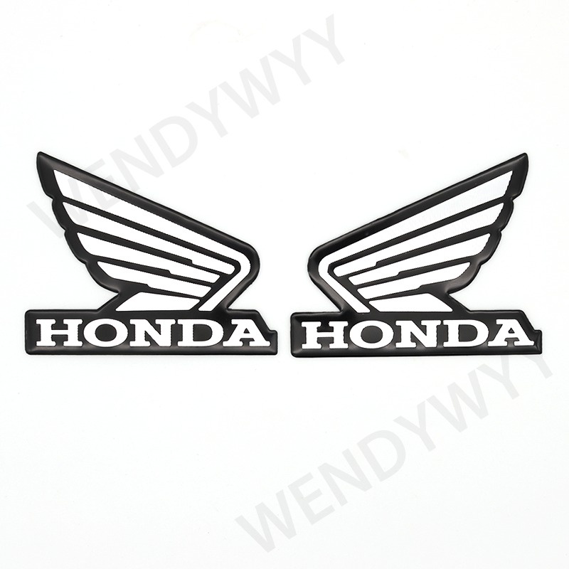 1 Pasang Stiker emblem logo Honda Kiri &amp; Kanan Bahan metal Warna Krom