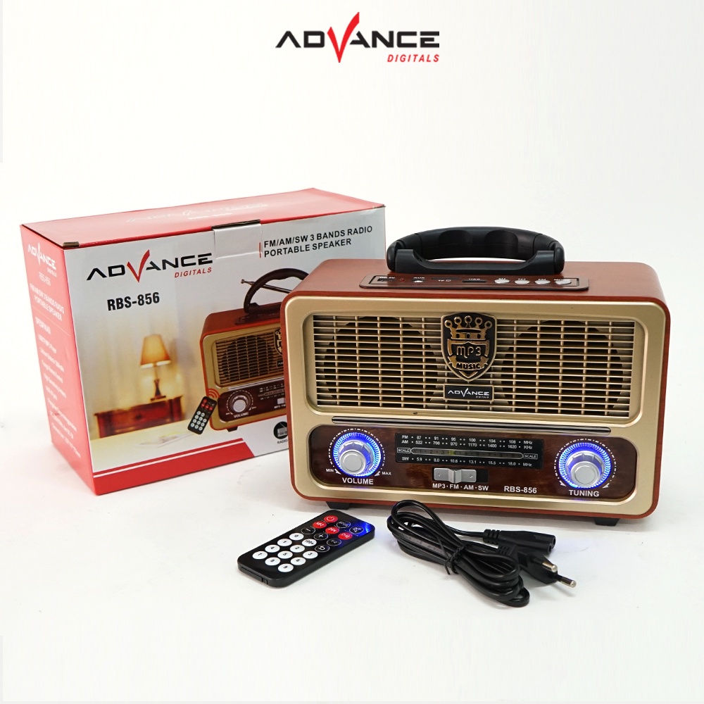 Advance Digitals RBS-856 Speaker Bluetooth Model Radio Tua Clasic Dengan Led