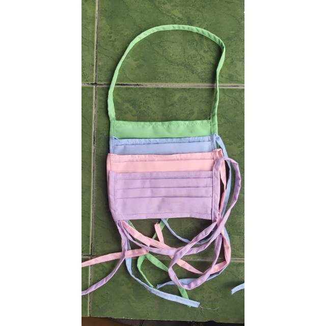 Masker Tali Bahan kain Oxford Sari warna lusinan