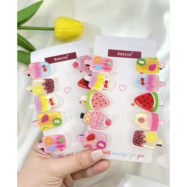 JEPIT RAMBUT ANAK ICE CREAM SET ISI 10 PCS IMPORT