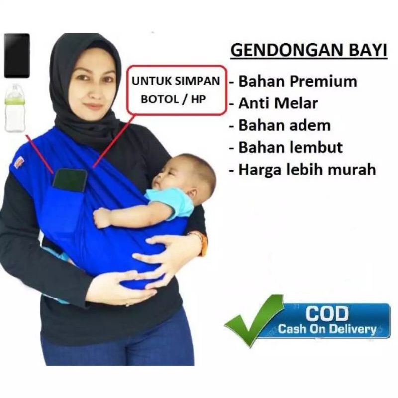 Gendongan Bayi Kaos Geos Ada Saku Anti Melar Allsize