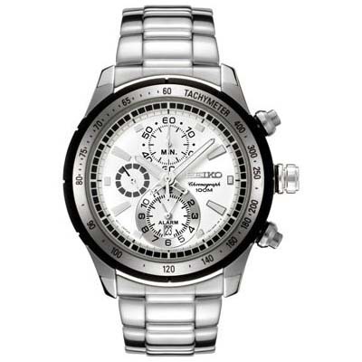 Seiko Mens SNAC83P1 Chronograph White Dial | Jam Pria SNAC83