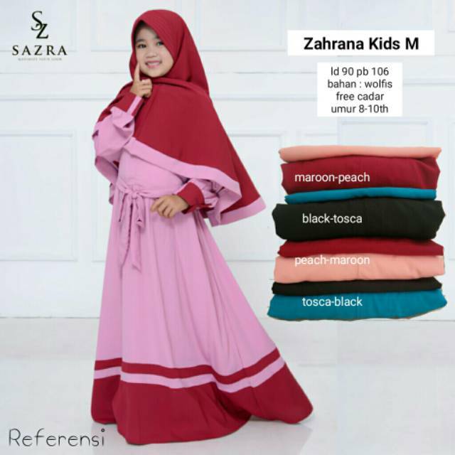 Gamis Anak Zahrana Kidz satu set FREE cadar