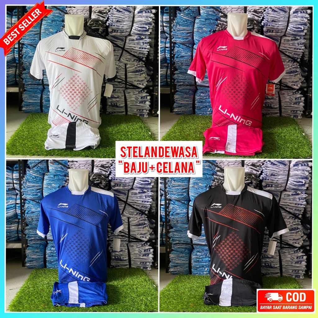 ( GRATIS ONGKIR ) BAJU BADMINTON LI~NING  BAJU RAKET DEWASA  STELAN DEWASA BULU TANGKIS