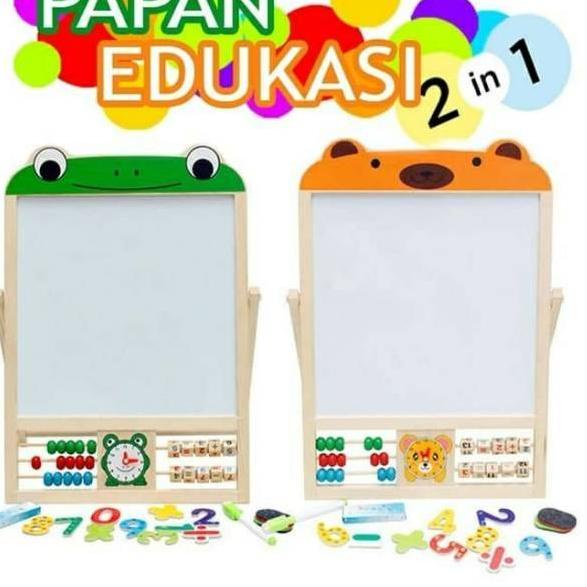 

Sekarang Populer Papan Tulis White Board Karakter Frog & Bear Double Face 44 x 31 Cm
