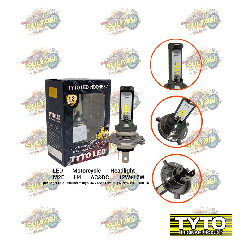 BOHLAM LAMPU DEPAN LED 12 MATA H4 VIXION TYTO M2E