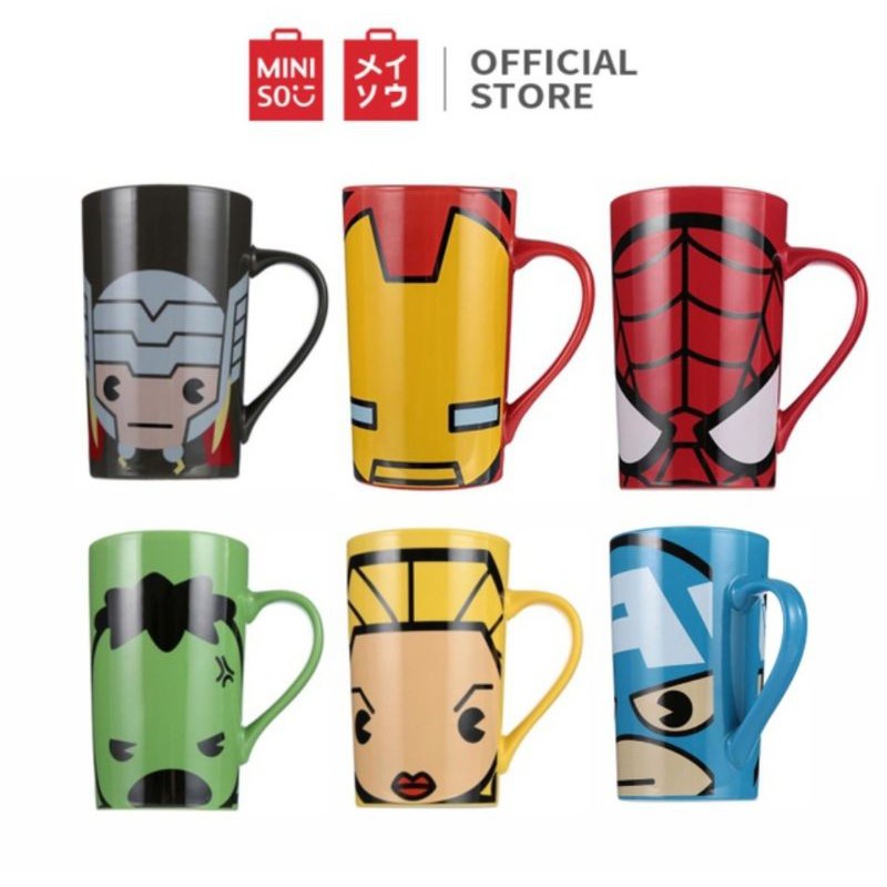 MINISO Gelas Mug Marvel IRON MAN/SPIDERMAN/HULK/CAPTAIN AMERICA