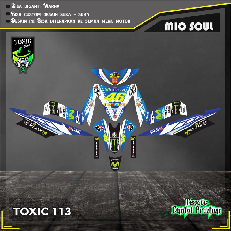 Sticker Decal YAMAHA MIO SPORTY ROSI BIRU PUTIH