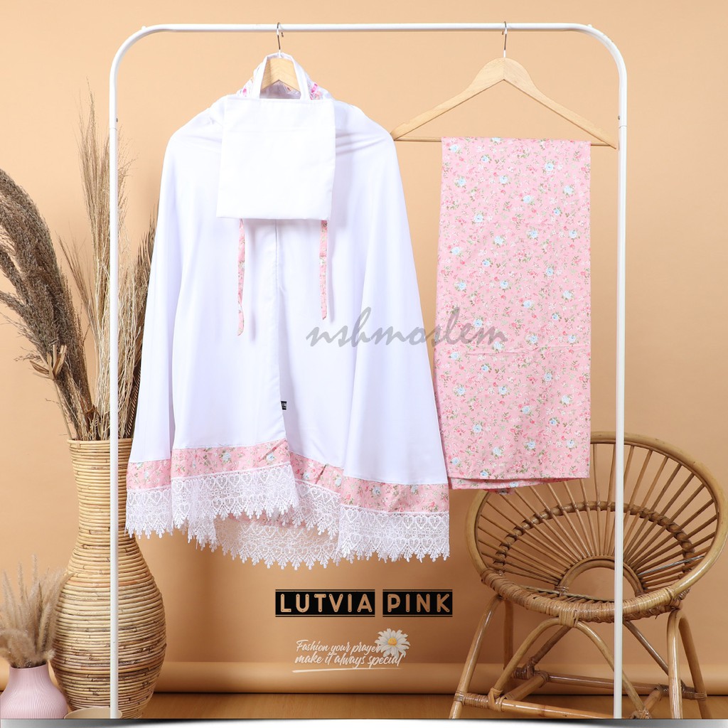 [𝓷𝓼𝓱] Mukena Anak Katun Jepang Santri Renda Love (Muat Hingga Ukuran Tanggung)-Lutvia Pink