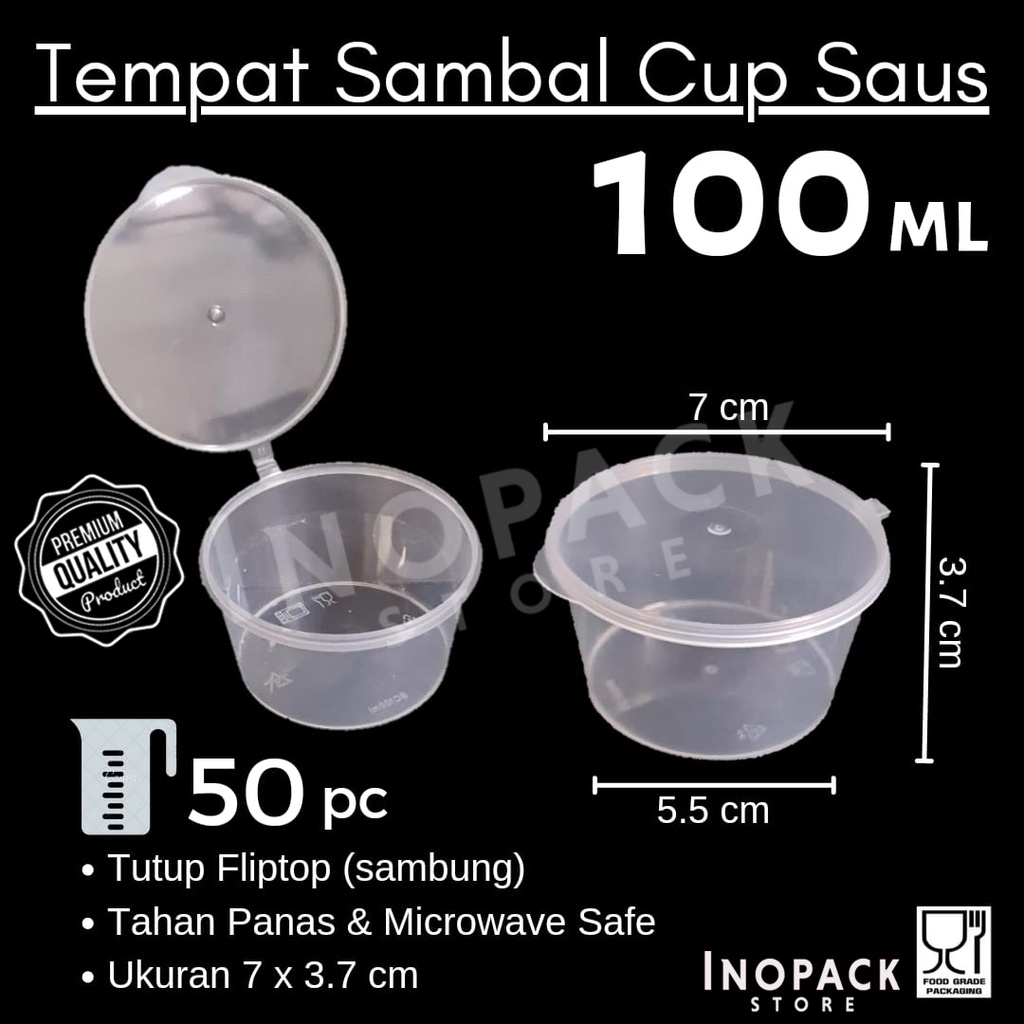 Jual Tempat Saus Plastik 100ml Thinwall Cup Sambal Tempat Saos Container Saus Pp Fliptop 2817