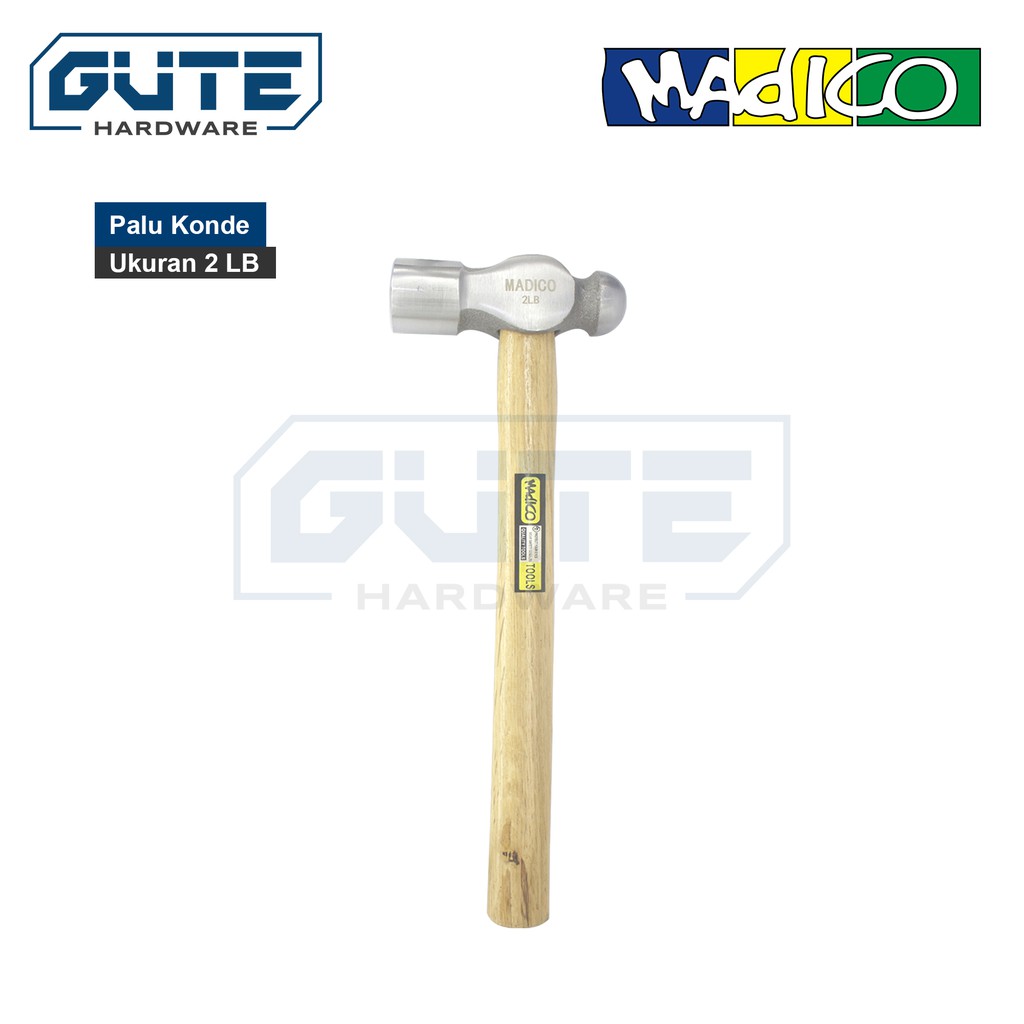 GUTE MADICO Palu Konde / Ballpein Hammer Gagang Kayu 2 LB