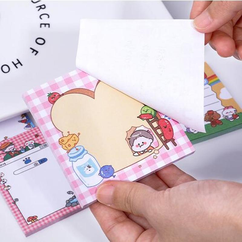 50pcs Post-It Sticky Note Motif Kartun Untuk Menulis Pesan Dan Memo