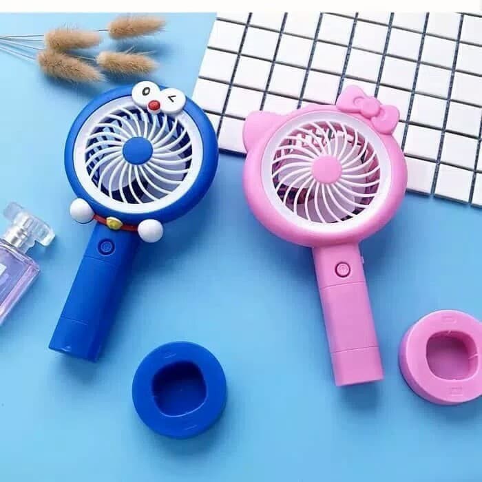 Kipas mini led tangan usb portable charger / mini fan l3d light / kipas mini doraemon hello kitty