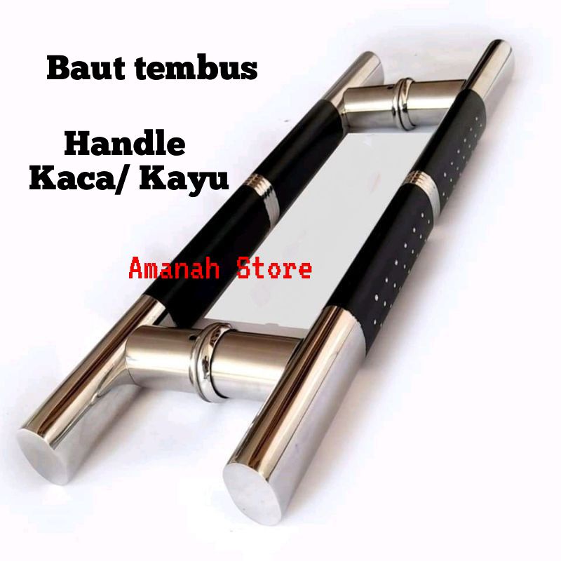 Baut Tembus Handle pintu kaca / Kayu Pegangan pintu 60cm 45cm Hitam