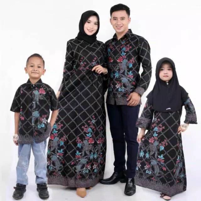 Batik Couple Keluarga Sania Ruffle Ori Ndoro Jowi Dnt Motif Jaring