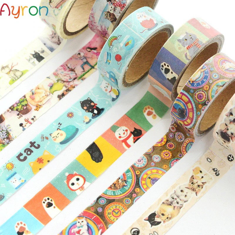 

Free ongkir Cute cat theme Misstime Paper Masking Tapes Japanese Washi Tape Diy Scrapbooking
