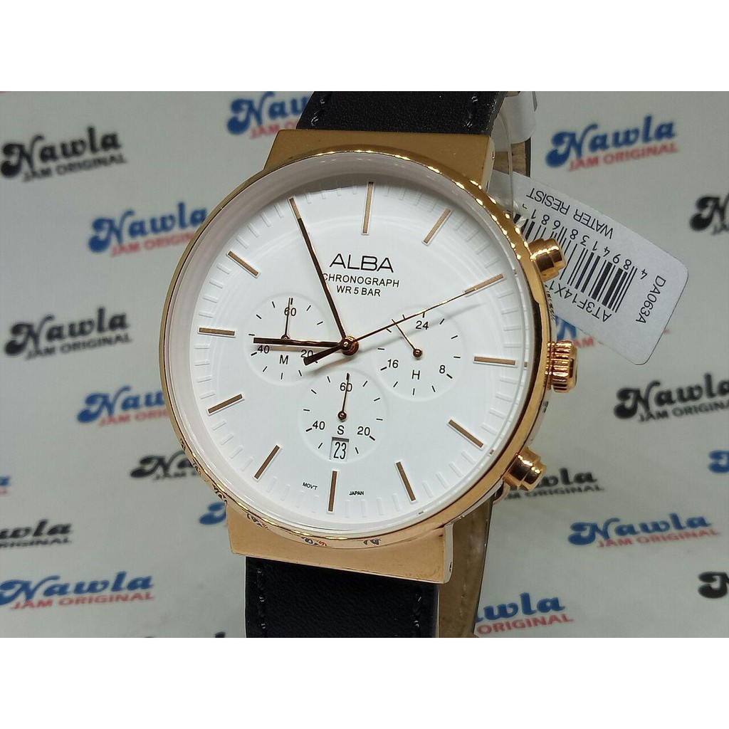 Alba Quartz AT3F14X1 Chronograph White Dial - Jam Tangan Pria AT3F14