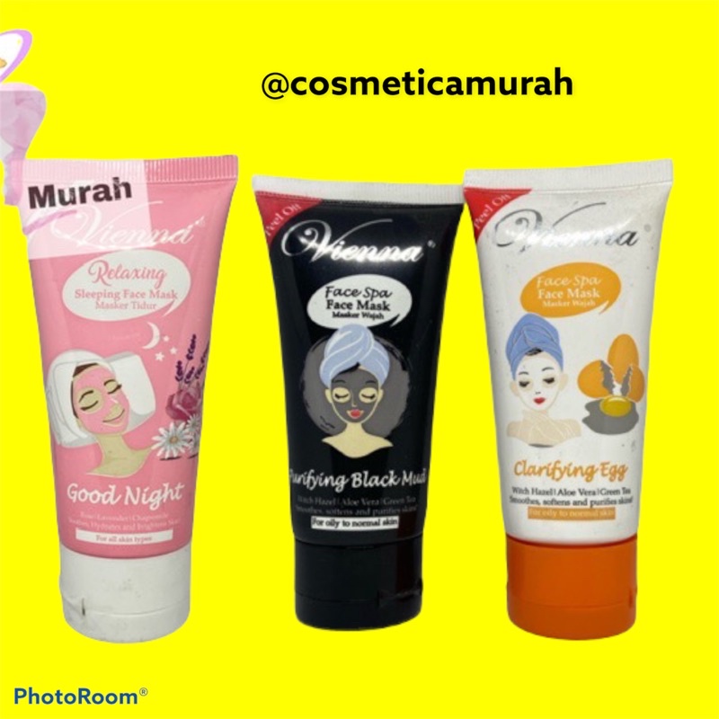 KEMASAN TUBE // VIENNA PURIFYING MUD MASK - vienna sleeping mask - vienna egg mask // vienna black mask tube