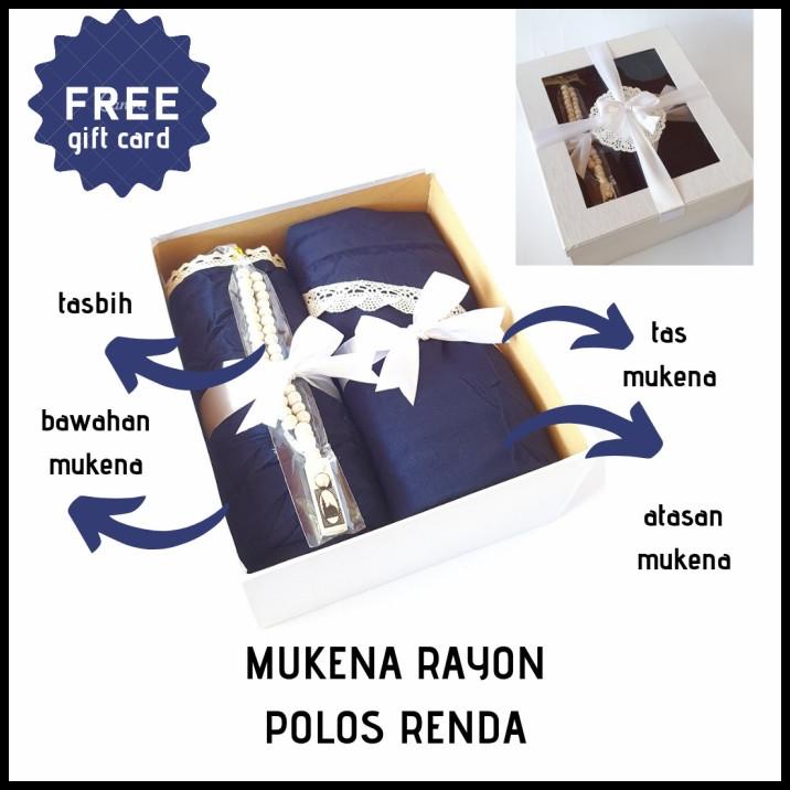 

Hampers Mukena Rayon Polos Renda Free Box Dan Tasbih