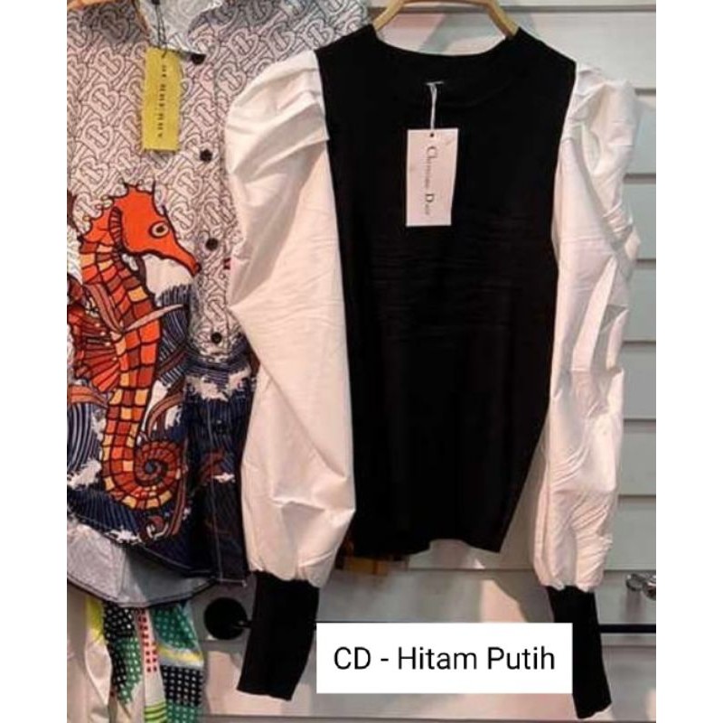 BLOUSE/ BAJU ATASAN CHAN€L BAHAN RAJUT PREMIUM IMPORT (ADA TAG LABEL)