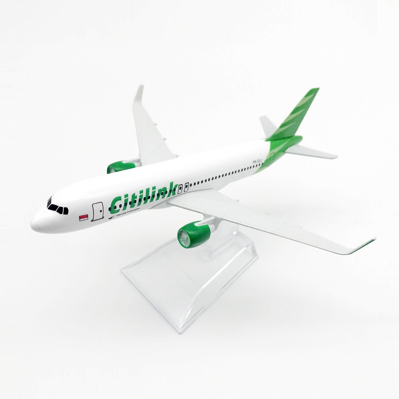 Citylink Airbus 320 Model Pesawat Terbang Penumpang A320 Bahan Metal Ukuran 16CM