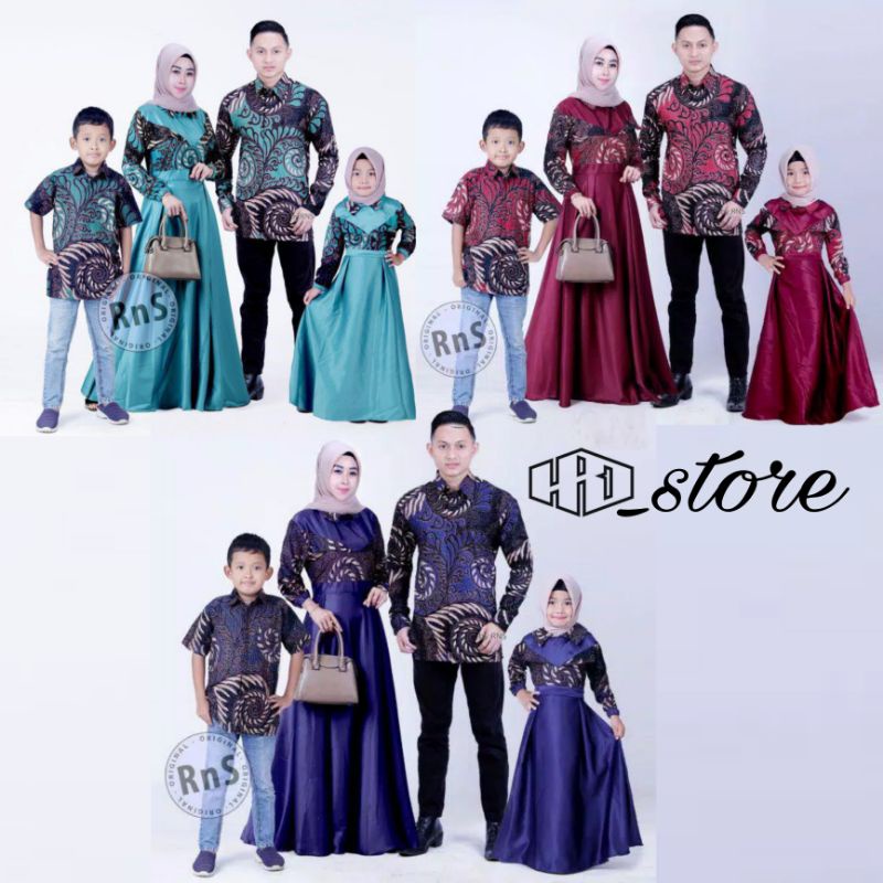 batik couple keluarga gamis velvet motif puser merah.puser biru.puser hijau. gamis batik dewasa cod