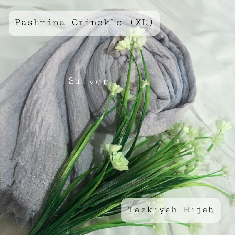 Pashmina Crinkle Shawl-Silver XL