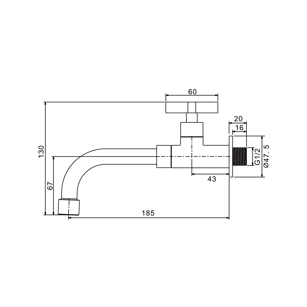 Kran Air Wall Sink Tap Merk FRAP Type IF1430 ukuran 1/2 inch