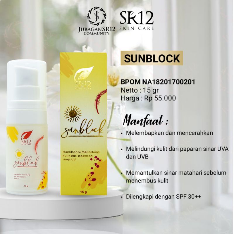 SR12 SUNBLOCK / SUNBLOCK SPF 30++ / SUN BLOCK WAJAH BPOM