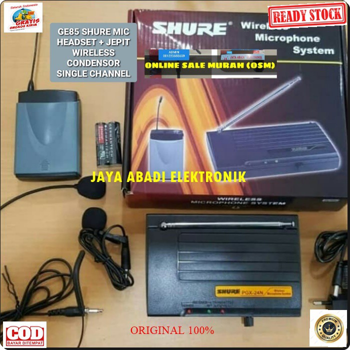 G85 SHURE MIC WIRELESS SYSTEM SINGLE HEADSET BANDO KLIP ON KANCING KERAH MIK WIRELESS MIKROPHONE PROFESIONAL PRO KARAOKE AUDIO SOUND VOKAL PANGGUNG DJ STUDIO JEPIT BAJU CONDENSOR SENSITIF AUX BISA SEGALA JENIS AUDIO SUARA JERNIIH JARAK PAKAI 20-40 METER