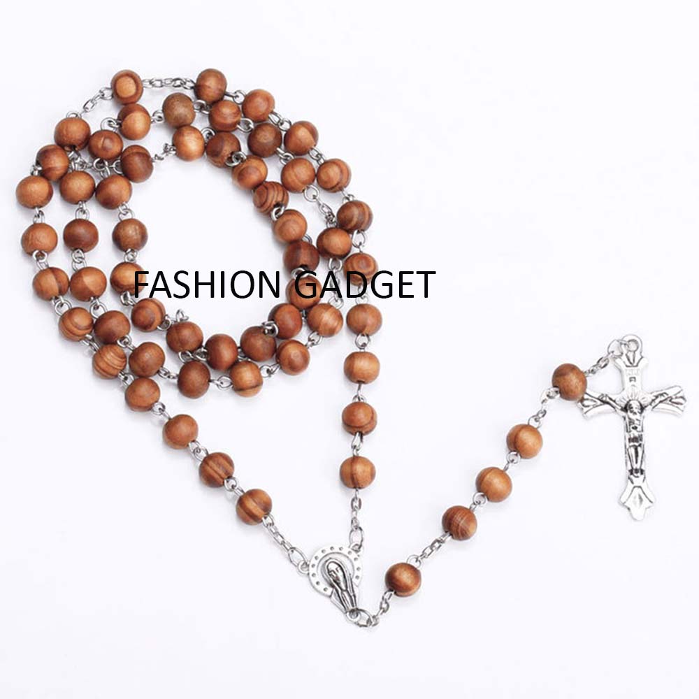 Kalung Rosario Fosfor Padi / Kayu Wangi Kalung Salib kalung Salip Rosary Neclace Liontin