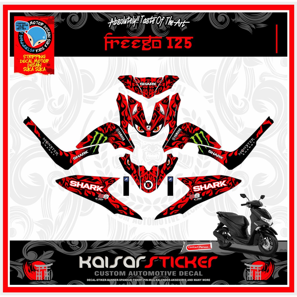 DECAL MOTOR FULL BODY YAMAHA FREEGO SHARK HELM