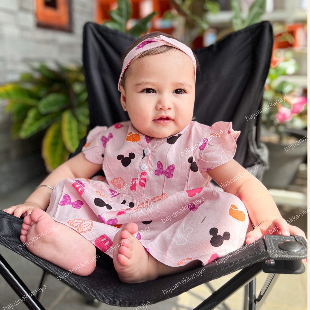 3-18 BLN DRESS BAYI VANYA DREES BAYI PEREMPUAN FREE HEADBAND by BAJU ANAK KANAYA