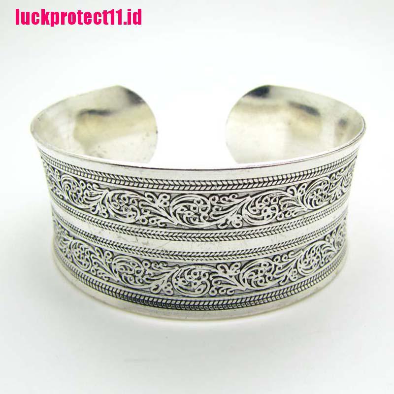 (LUCK) Buku Literatur Klasik Dalam Bahasa Mandarin Gelang Tangan silver Tibet Motif Totem Untuk Wanita