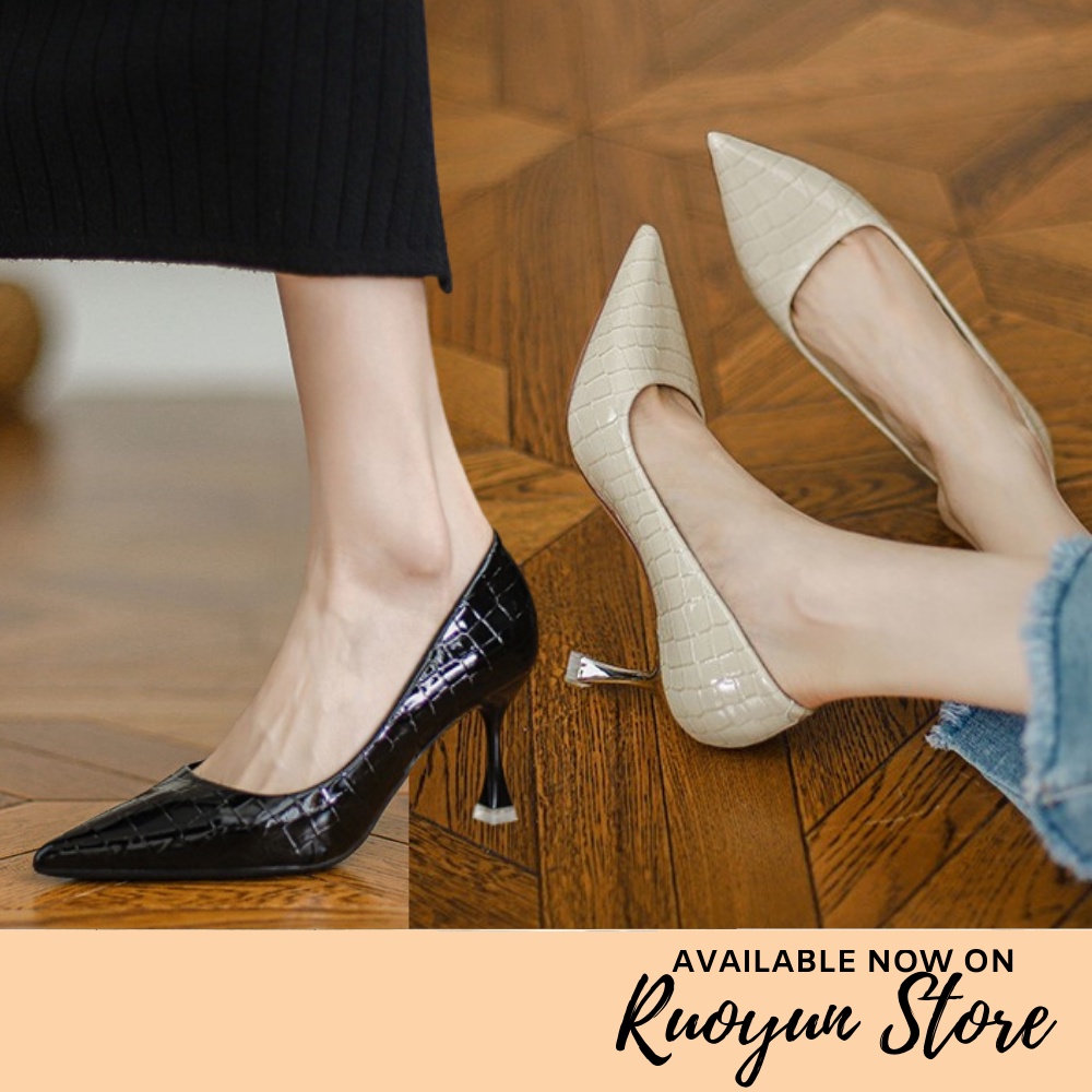 RYS - Glass Croco Sepatu Heels Wanita Fashion Kantor - Ori Import