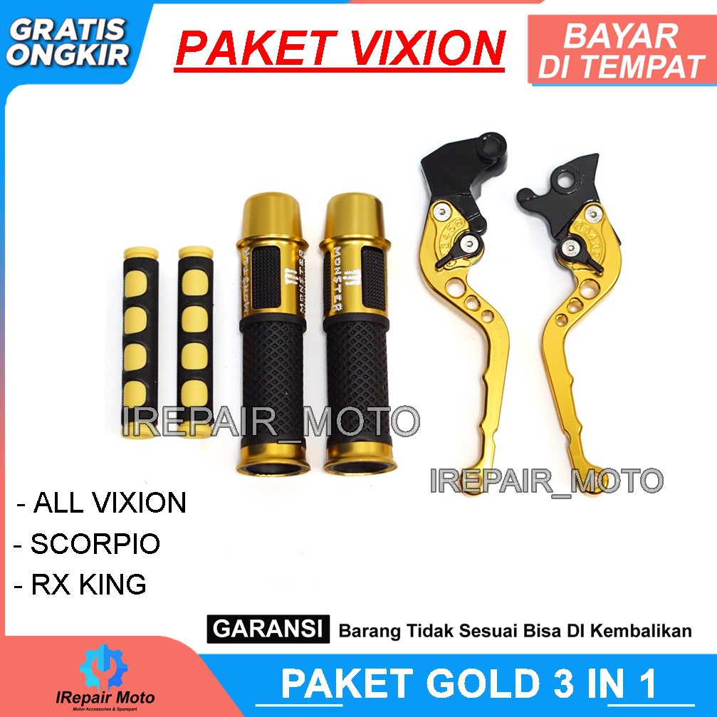Handgrip Motor Variasi+Handle Rem Vixion Full Cnc+karet Handle Rem- Untuk Motor Vixion-Scorpio-Xarbe