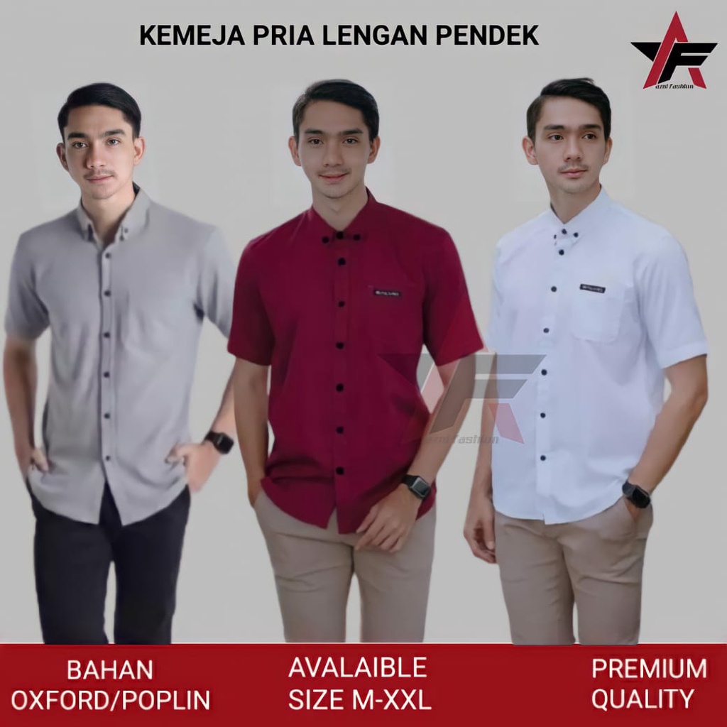 Kemeja Pria Lengan Pendek Distro Import Hem Pria Dewasa Polos Baju Kantor Cowok Keren Model Terbaru