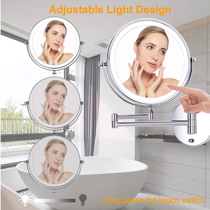 Cermin LED Make Up Cermin Aesthetic Dinding Kaca Cermin Rias Bulat Kamar Mandi