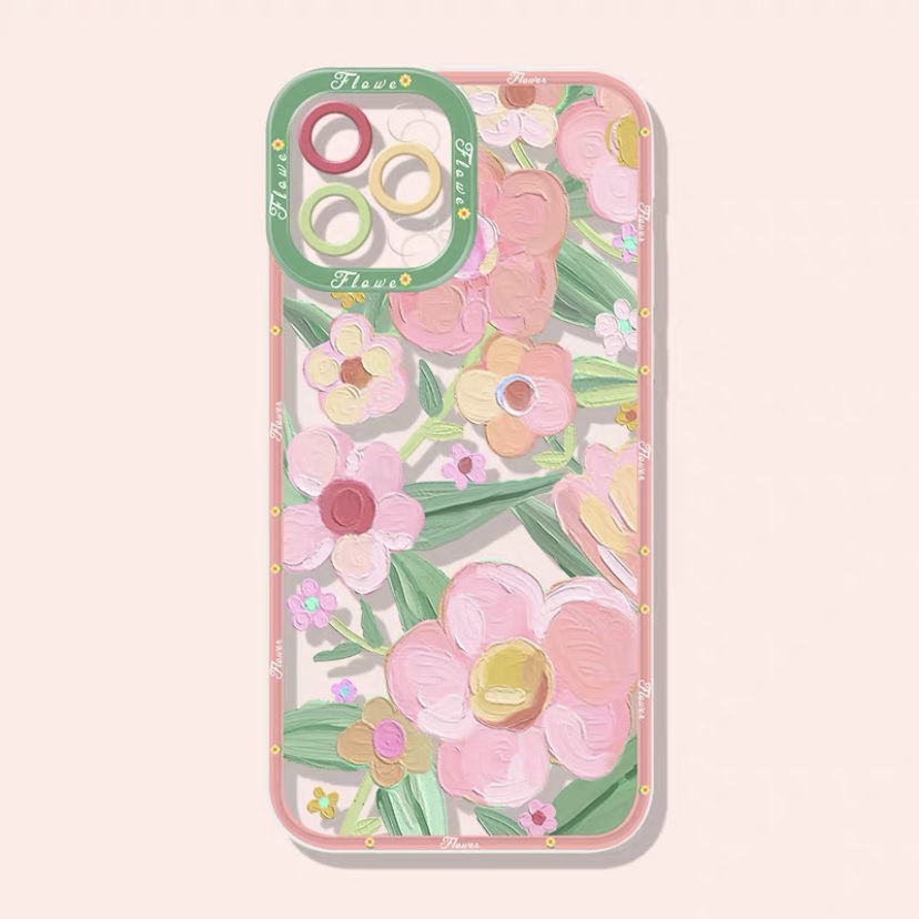 Soft Case Transparan Motif Bunga Untuk IPhone 13 13pro 12promaxSE2 2020 / 11 Pro MAX / 6S / 7 / 8plus / XR