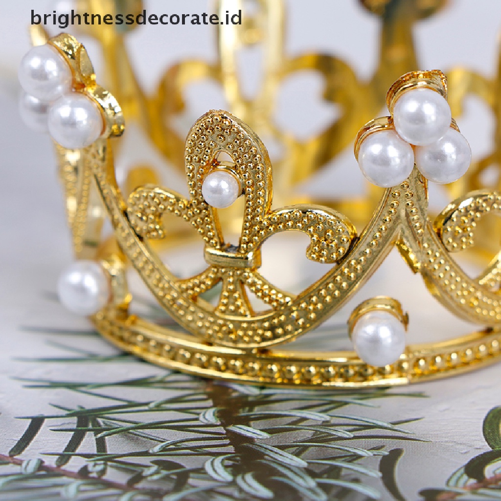 1pc Mahkota Tiara Mini Dengan Hiasan Kristal &amp; Mutiara