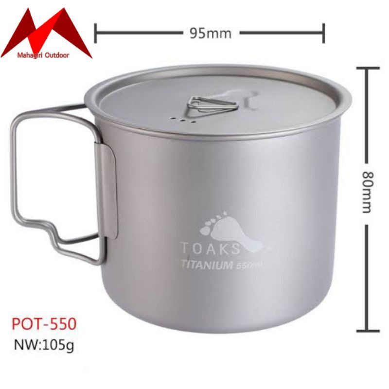 Toaks light titanium 550ml pot ultralight camping 550 ml cookware