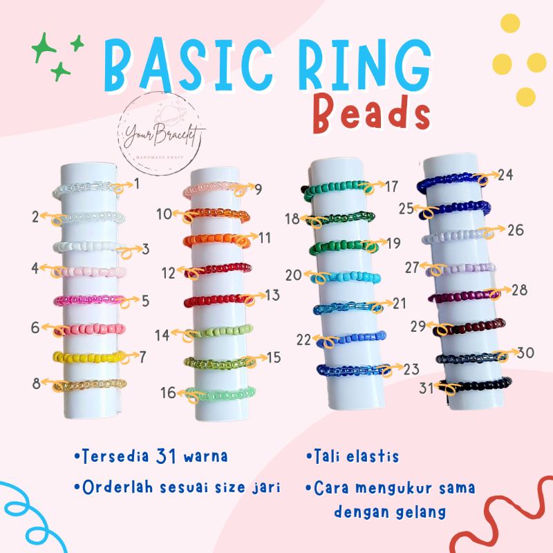 [R1]- Polos | Cincin manik polos | Basic Ring | Ring beaded | beads | Cincin viral simple | Korean Ring | Kpop