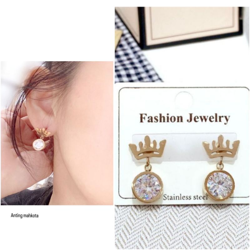 Anting Titanium asli Earring Stainless steel Rosegold Anti Karat Anti Alergi An-025